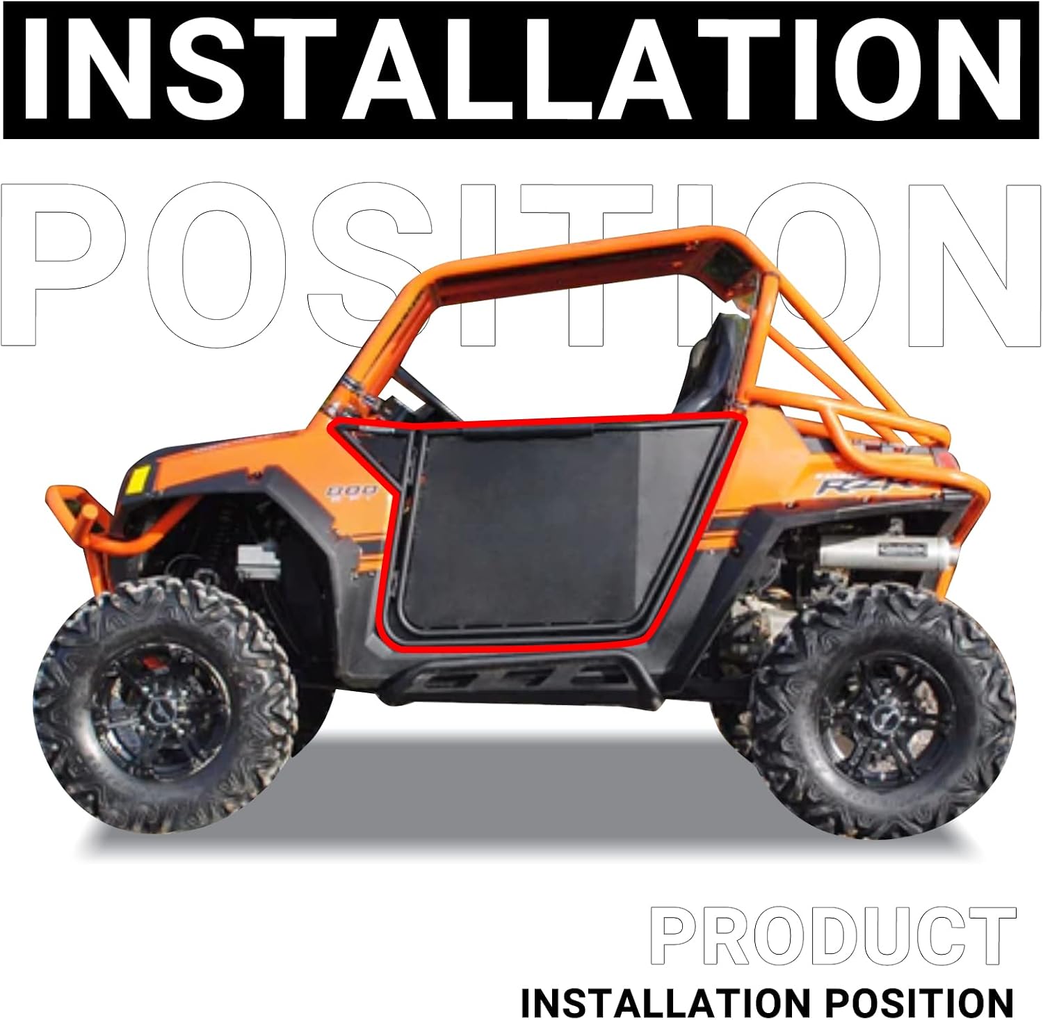 Metal Doors Compatible with 2008-2014 Polaris RZR 800, 2009-2014 Polaris RZR-S 800, 2011-2014 Polaris RZR XP 900, 2012-2021 Polaris RZR 570, Heavy Duty Dual Stage Slam Latch Aluminum Doors