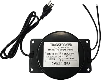 Waterproof 12V AC Transformer 200W,110V-120V to 12V AC LED Power Supply, Voltage Converter LED Driver,Adapter for Outdoor Landscape Lighting/Swimming Pool Light 200 Watts