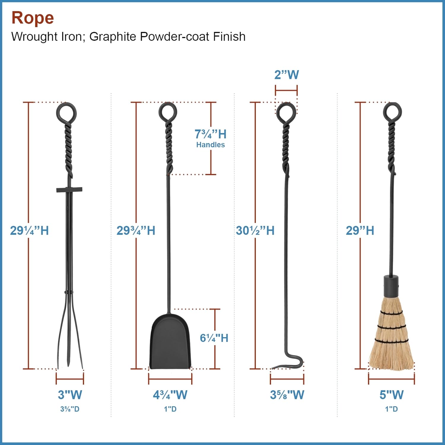 Minuteman International Rope Fireplace Tool Set