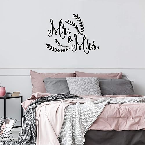 Calcomanía de vinilo para el día de San Valentín – Mr & Mrs – 21 x 28 pulgadas – Decoración encantadora para amantes de San Valentín para parejas
