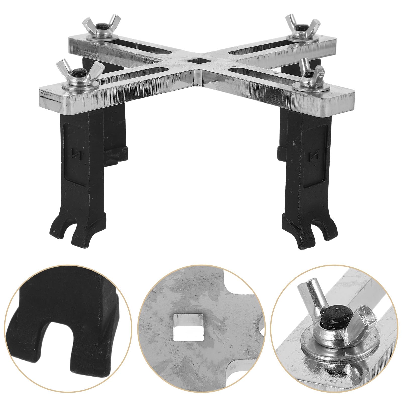 Abaodam Clé à Molette Réglable pour Couvercle de Réservoir à Carburant en Acier Chrome-vanadium Argenté Conception à 4 Griffes, Outil Fiable pour Réparation Automobile