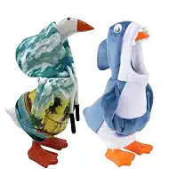 yuboo 2 Pack 7 Inch Desk Goose Outfits, Tabletop Goose Hoodie Accessory with Shark and Coconut Tree Designs, Desktop Geese Clothes for Table Decor Holiday Party Photo Prop