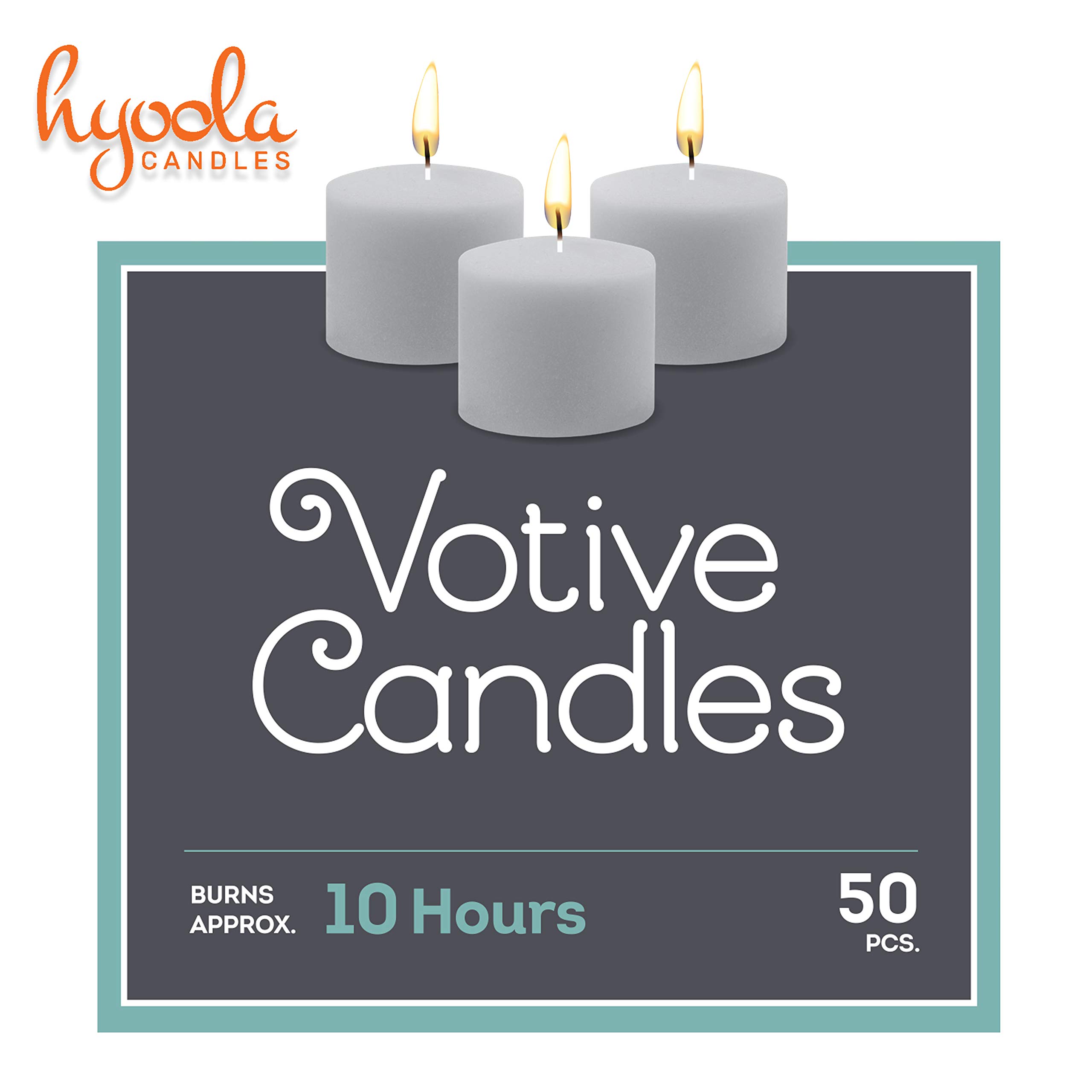 Hyoola Candele Votive - Durata Candela 10 Ore - Candele Votive Non Profumate - Set da 50 Candele Bianche - Made in Europe