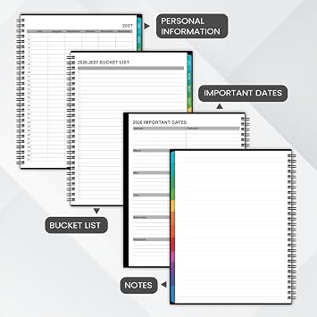 2026-2027 Monthly Planner - Academic Planner/Calendar 2026-2027 | JUL 2026 - DEC 2027, Monthly Planners with Colorful Tabs, Planners for Waterproof Cover ( 8 x10, Notes Pages, Black)