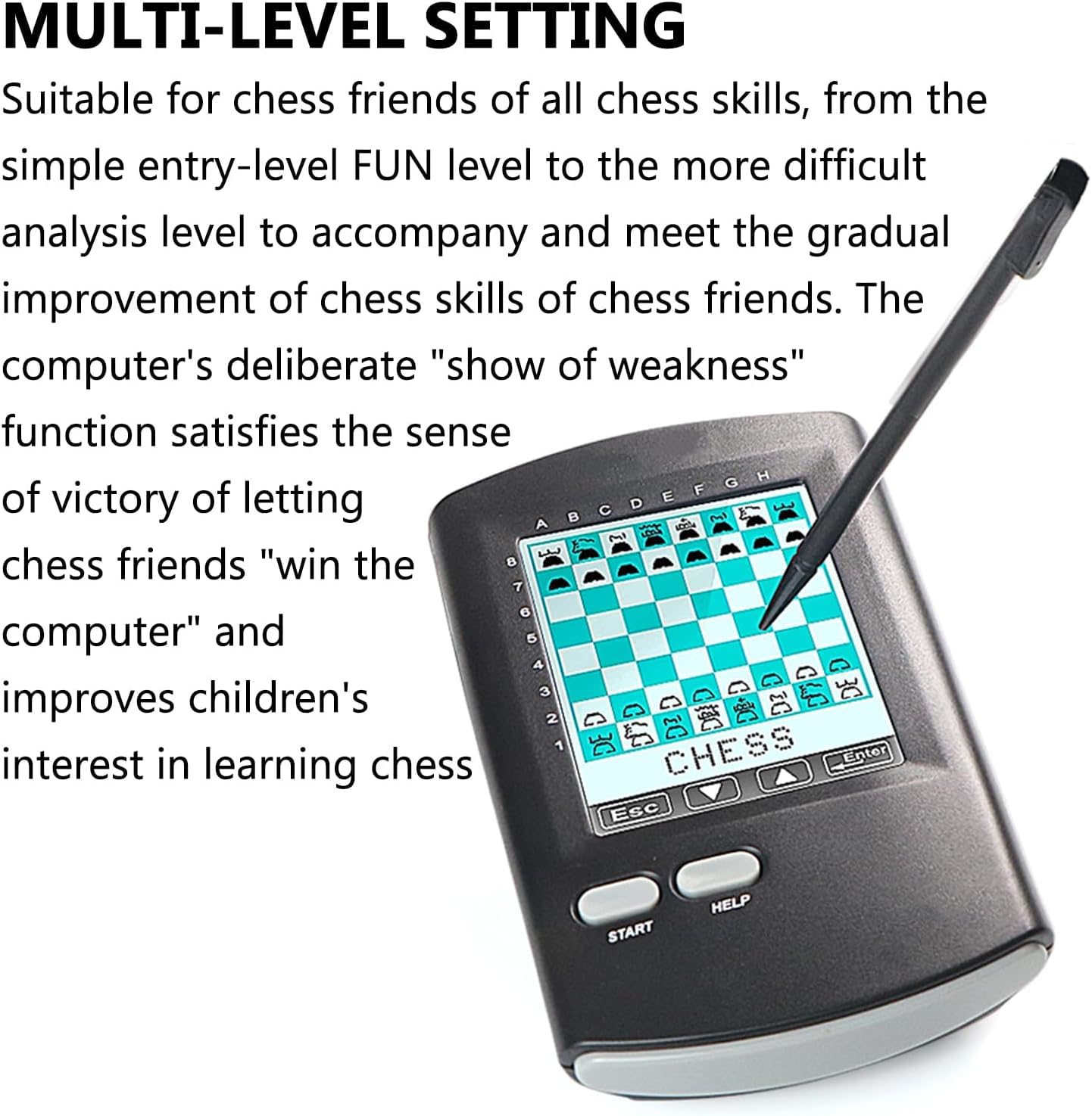 Échiquier électronique Portable, échiquier Informatisé, Avec Stylet, Réglages Horizontaux à Plusieurs Niveaux, Pliable Pour Un Rangement Pratique, Pour Les Amateurs D'échecs Et Toute La Famille