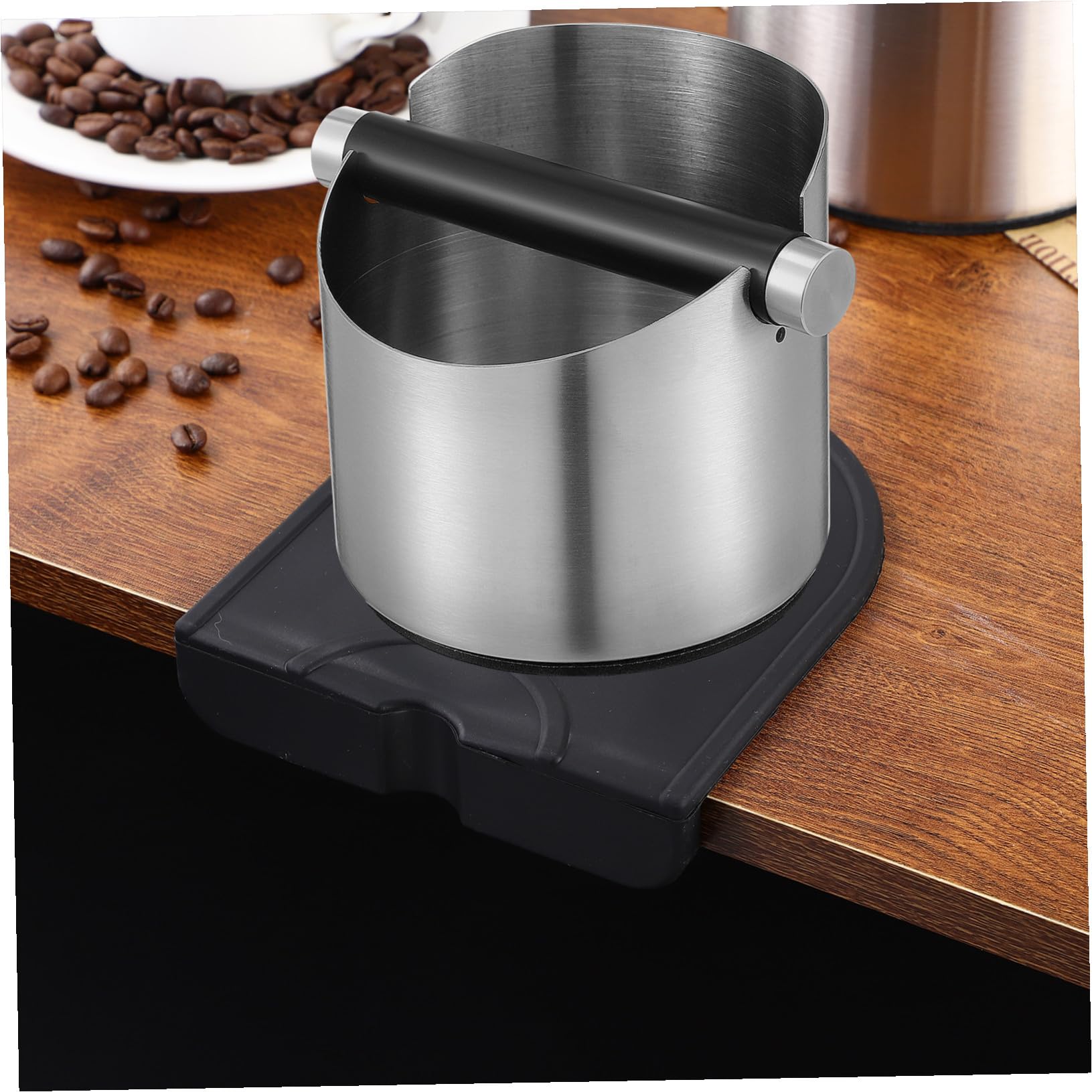 Recipiente con Barra de Golpeteo Extraíble y Base Antideslizante para Café Molido de Acero Inoxidable Adecuado para Cafés y Hogares