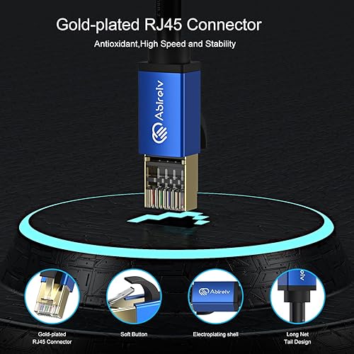 Miniatura 8 de Cable Ethernet Cat7 de 250 pies, cable Cat7 para exteriores, triple blindaje, SSTP 10Gbps 600MHz, cable de conexión Ethernet para módem router LAN
