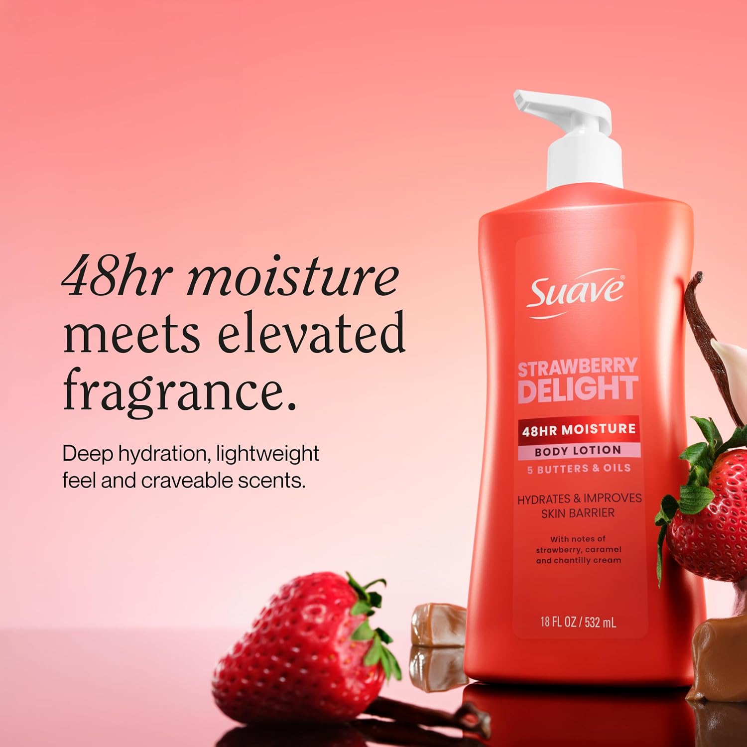 Suave Strawberry Delight Body Lotion with 48-Hr Moisture, 18 fl oz, 6-Pack image 2