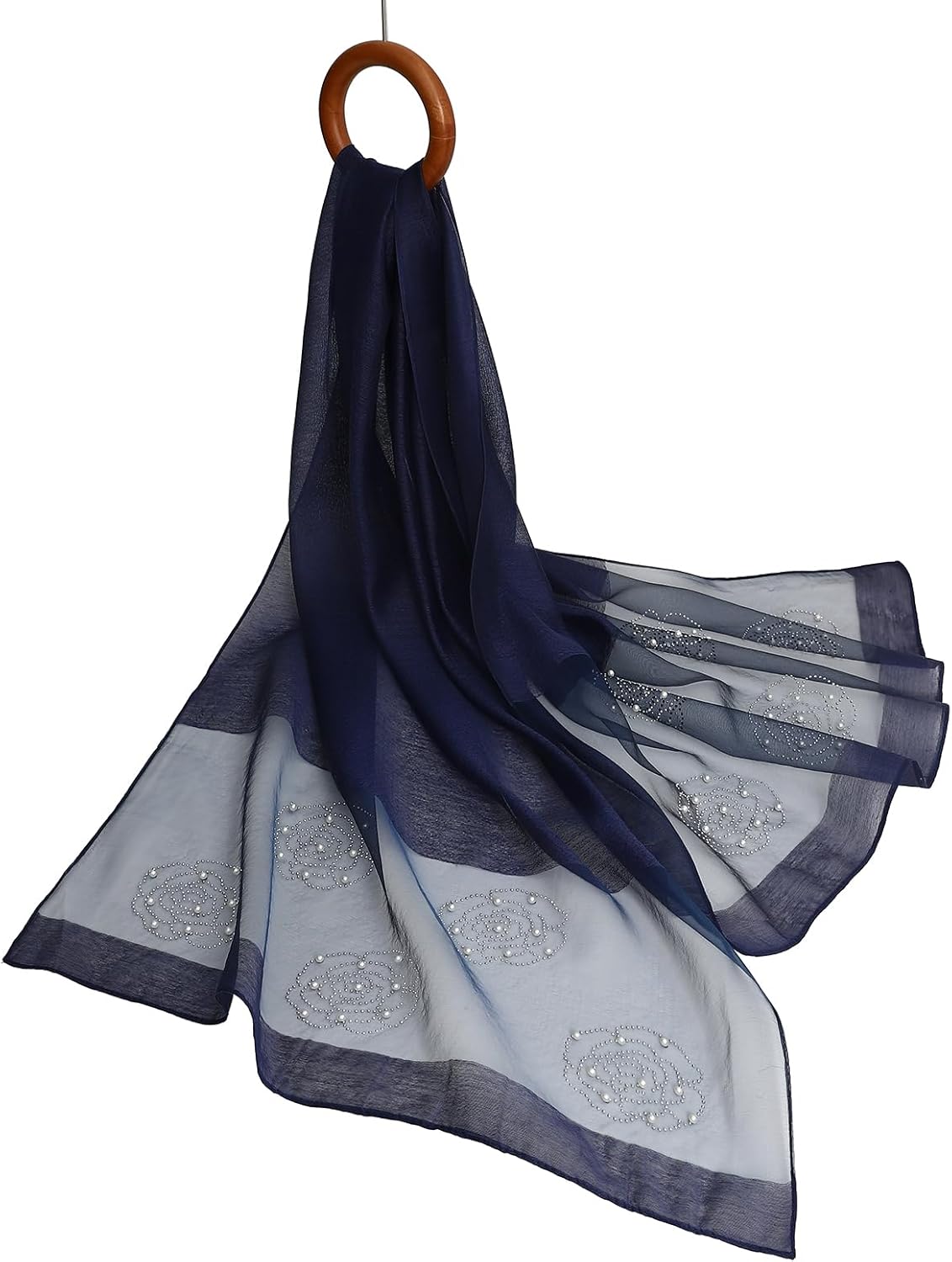 Isurrender Silk Wool Feeling Shiny Scarf Wrap Women Elegant Shawl for Evening Dresses Scarf Flower silk Pashmina Shawl - Image 5