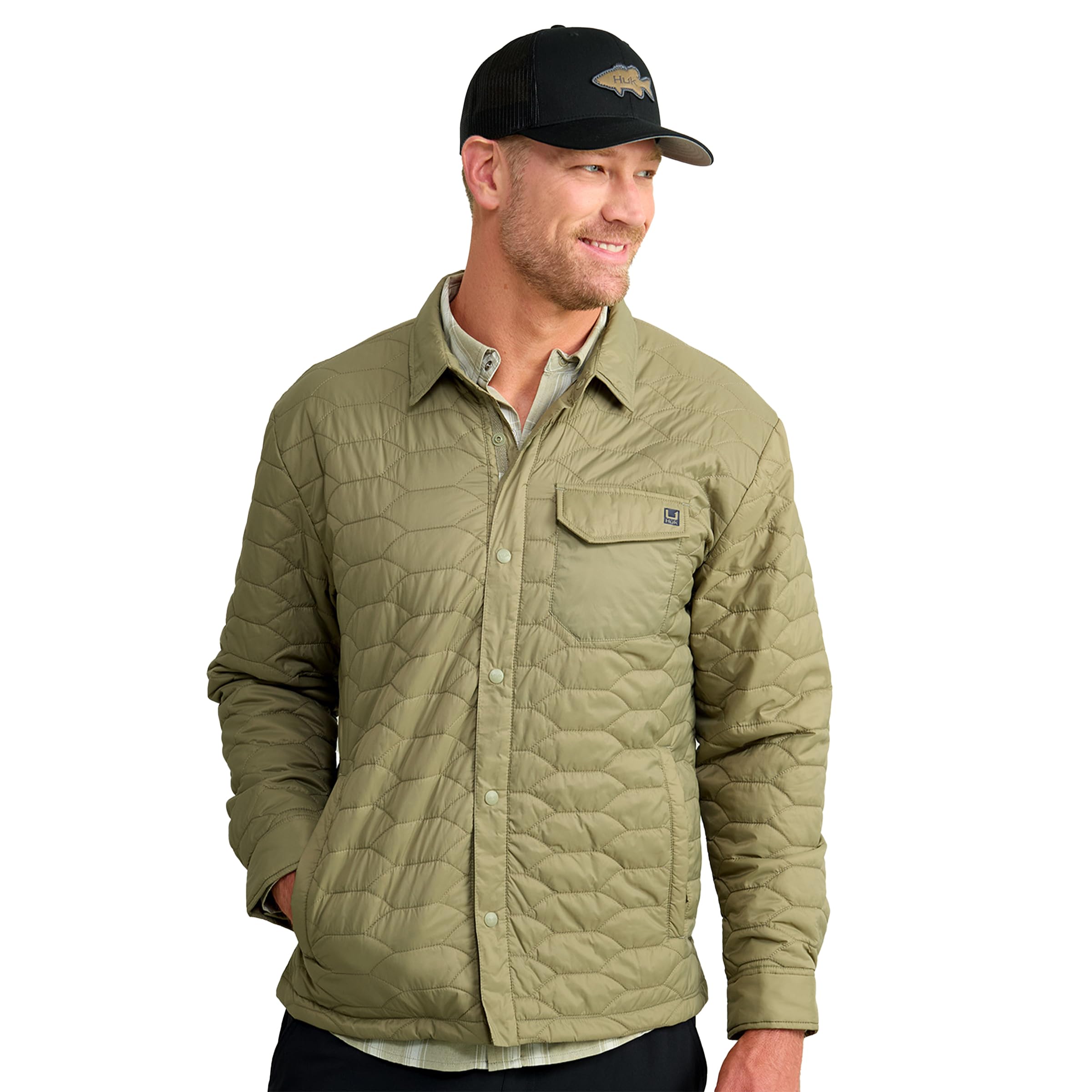 HUK - Men's Scale Shacket, DWR Insulated Performance Fishing Shirt Jacket