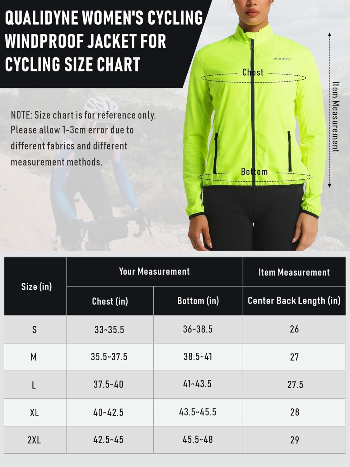 qualidyne Women's Windproof Cycling Jacket, Lightweight Bike Windbreaker with Reflective Element and 2 Zipper Pockets for Running, Cycling & Hiking - Image 7