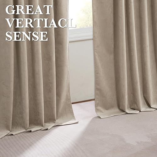 Miniatura 110 de RYB HOME - Cortinas de terciopelo beige, cortinas decorativas resistentes con pestaña trasera, cubierta de privacidad para oscurecer habitación