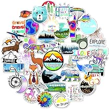 50 Pcs Waterproof Stickers with Different Patterns, Stickers, Globetrotters, Travel Patterns, Suitcase Stickers, Waterproof, Bulk Package, 50 Pieces