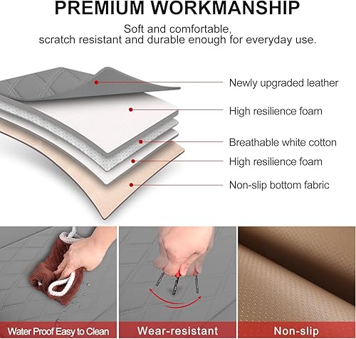 Miniatura 19 de Paquete de 2 fundas de cuero para asiento delantero de automóvil, antideslizantes y de envoltura completa, protectores de asiento de automóvil