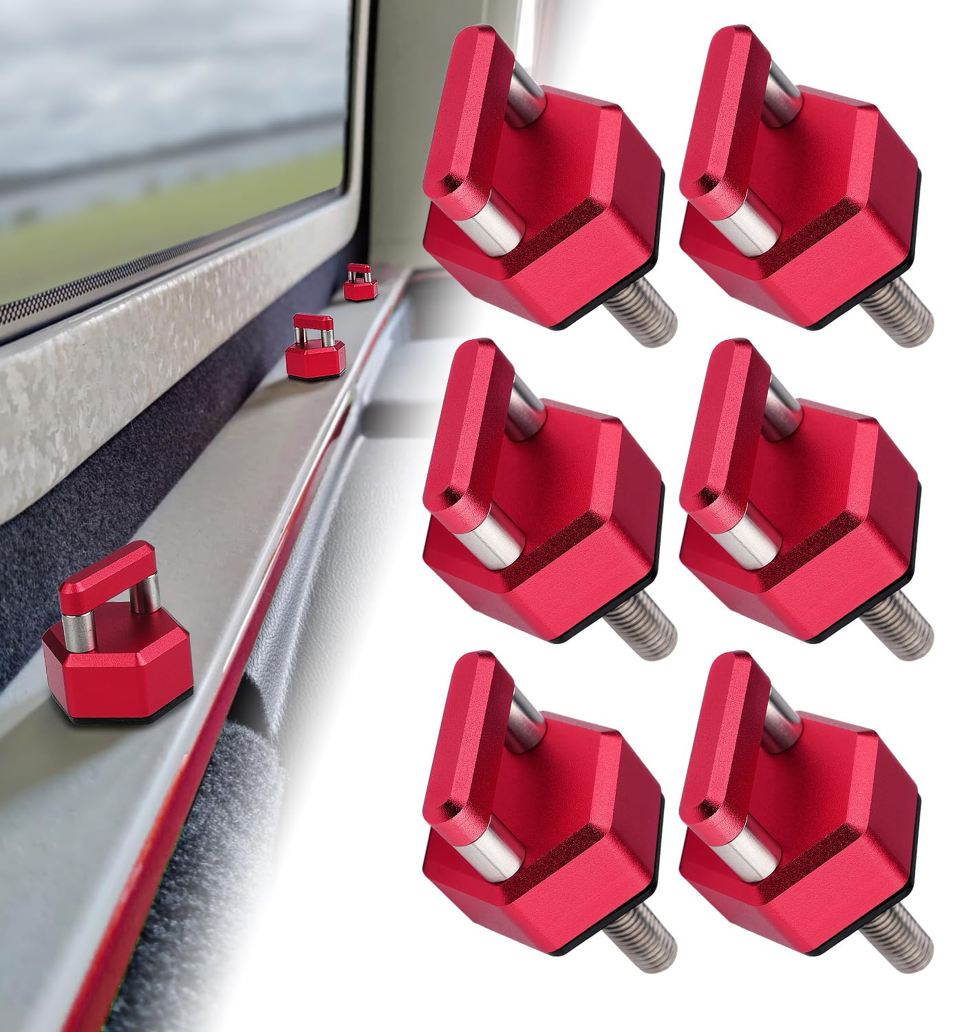 Quick Removal Thumb Screw with D Ring, Aluminum Alloy Hardtop Bolts Compatible with Jeep Wrangler JK JKU JL JLU JT, Black(6 PCS)