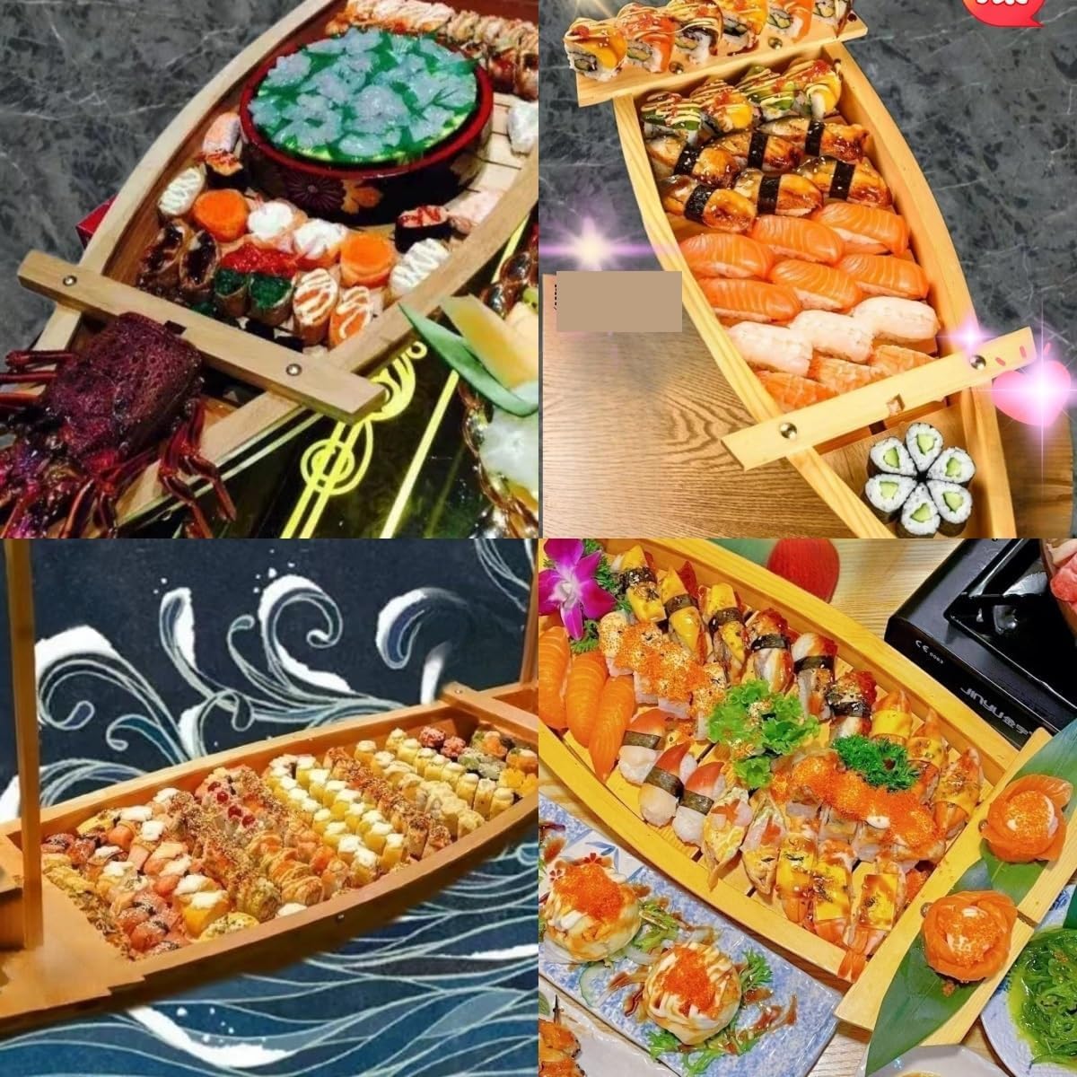 Amazon.co.jp: 木製船 寿司盛台 寿司ボート 刺身盛台 料理船 和食器 舟