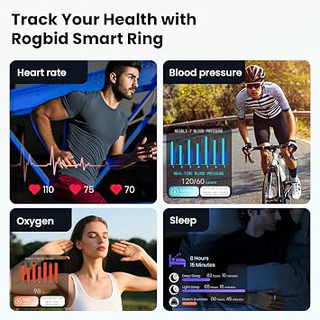 Smart Ring for Men Women Health Tracker with Heart Rate, Blood Oxygen, Blood Pressure, Sleep Monitoring, Fitness Step Tracking, IP69 Waterproof Rings for iPhone and Android,Up to 7-Day Battery Size 12