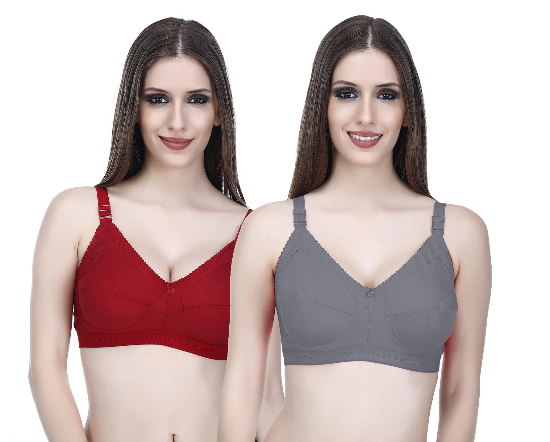 elina Women's Full Coverage Cotton Hosiery Solid Bra Combo (Dove_Setoftwo)-picture-25