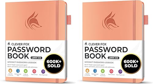 Miniatura 164 de Clever Fox - Libreta de contraseñas con pestañas alfabéticas, organizador de direcciones de Internet, tamaño pequeño de bolsillo, para inicios de