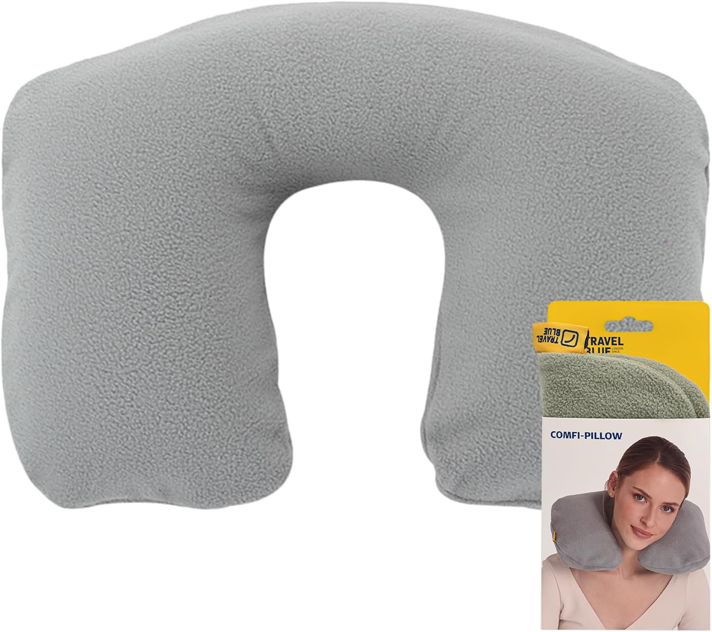 Travel Blue Fleecy Inflatable Travel Neck Pillow – Extra Thick Fleece Cover, Neck Pillow for Travel with 90% Recycled Materials, Removable & Washable Cover for Long Journey Comfort Travel Blue Fleecy Inflatable Travel Neck Pillow – Extra Thick Fleece Cover, Neck Pillow for Travel with 90% Recycled Materials, Removable & Washable Cover for Long Journey Comfort