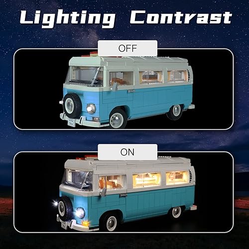 Miniatura 3 de Bourvill Kit de luces LED para Lego Volkswagen T2 Camper Van 10279  Juego de luces compatibles con Lego 10279  Versión clásica (Kit de luces sin