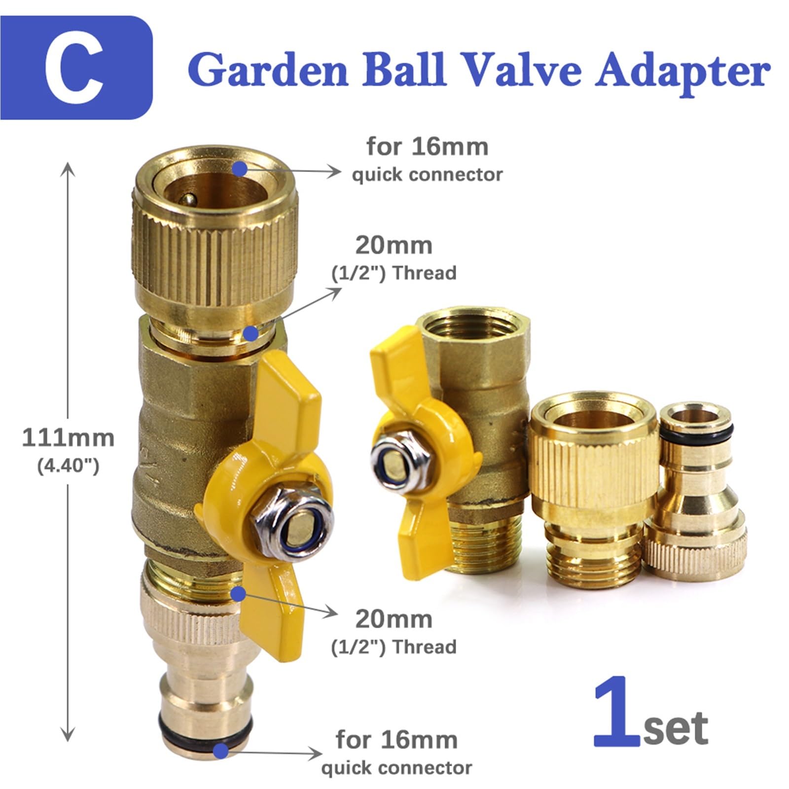Schlauchanschluss 16mm 1/2" Schlauchadapter Schnellverbinder for Schlauchbewässerungskupplung Extender Absperrung Gartenbewässerungsanschluss für Garten(Male to Female)