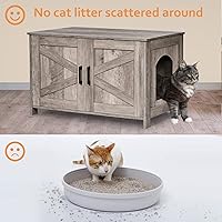 Vista 67 de Homhedy - Caja de arena para gatos, muebles de madera para baño de gatos con puerta de granero, casa para mascotas, se adapta a la mayoría de cajas