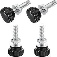 Vista 76 de Uxcell 4 juegos de perillas estriadas con tornillos de pulgar y tuercas, rosca macho métrica M6 x 35 mm, cabeza de plástico de 25 mm, perillas