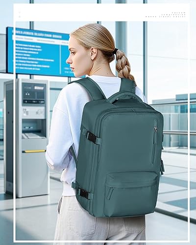 Vista 8 de VECAVE Mochila de viaje para laptop, mochila aprobada para vuelos,Mochila deportiva para universidad casual, E-peacockblue, Mochila para laptop