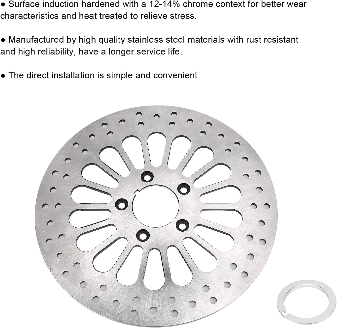 Motorcycle Front Brake Disc 5 - Hole OD292mm Stainless Steel Rotor, Replacement for Touring 2000–2007, Induction Hardened Spoke Design for Enhanced Braking Performance