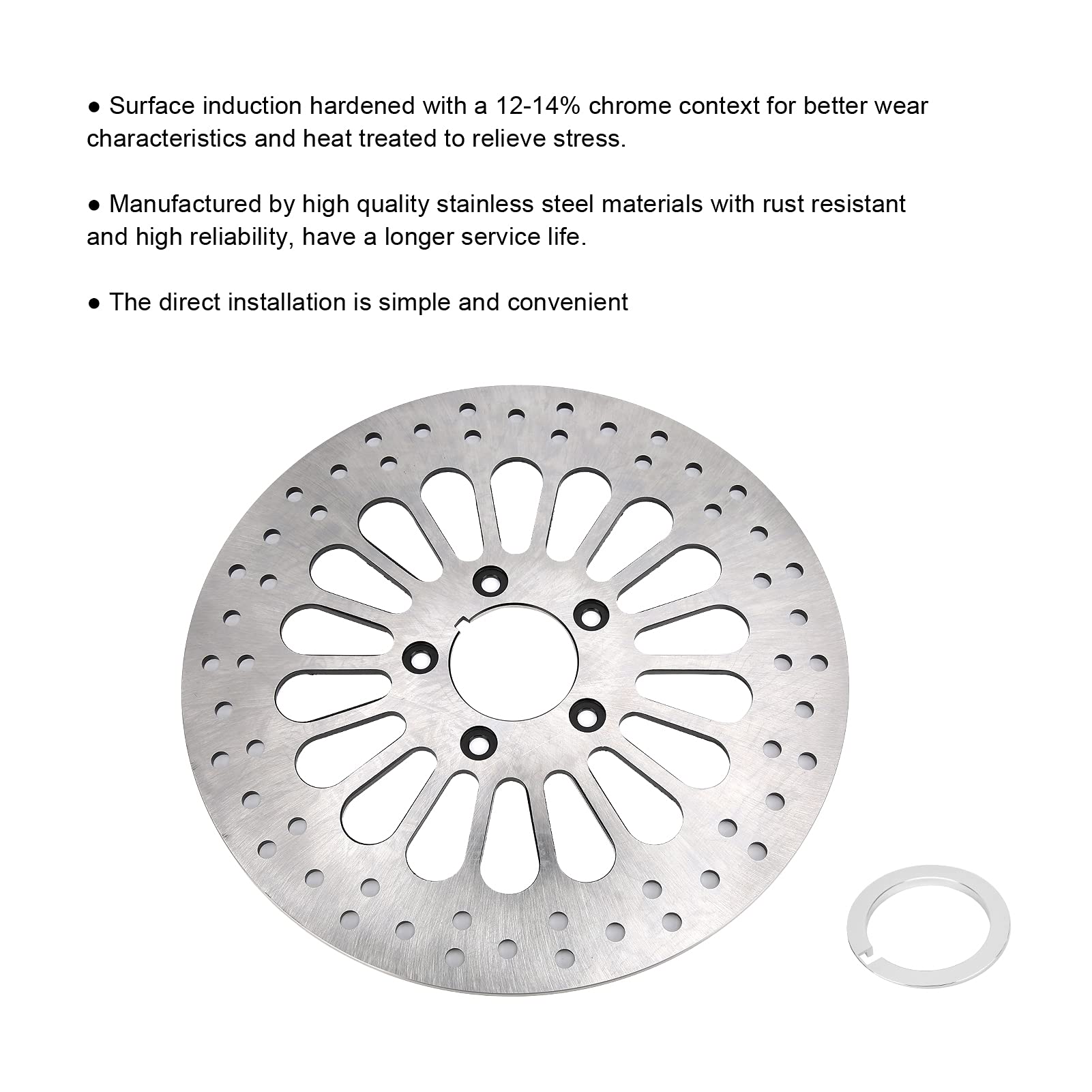 Qqmora Disco de Freno Delantero de Motocicleta de Repuesto de Acero Inoxidable para Touring 2000-2007, Diseño de 5 Orificios, Diámetro Exterior de 11,5 Pulgadas, Diámetro Interior de 2,3 Pulgadas