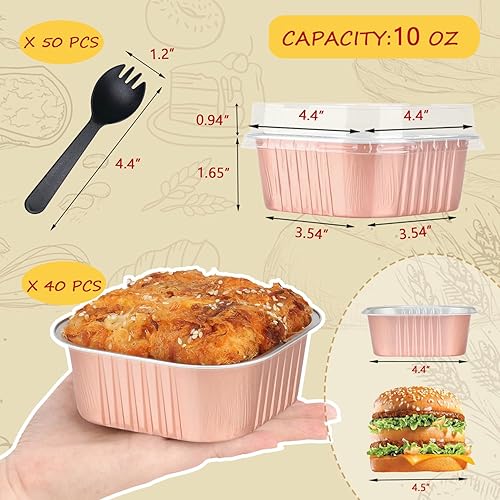 Miniatura 3 de LNYZQUS Paquete de 40 mini latas para pasteles de 10 onzas con tapas, moldes pequeños de papel de aluminio para hornear desechables grandes de