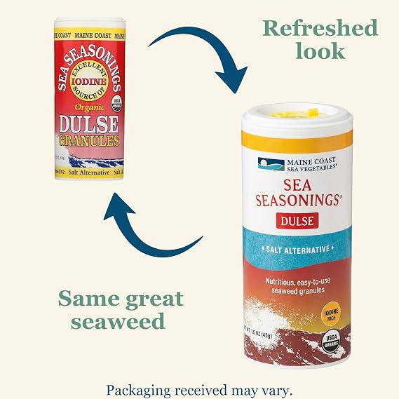 Maine Coast Sea Vegetables Organic Dulse Granules Shaker | Seaweed Seasoning | Rich in Iodine & Protein | Harvested from North Atlantic | Great for Salads, Soup & Smoothies | 1.5 oz (Pack of 1)