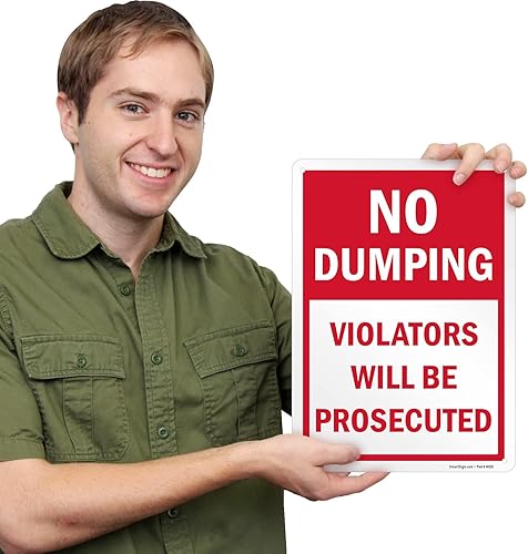 Miniatura 2 de SmartSign Letrero de metal con texto en inglés "No Dumping Violators Will Be Prosecuted", 14 x 10 pulgadas, aluminio laminado a prueba de óxido de