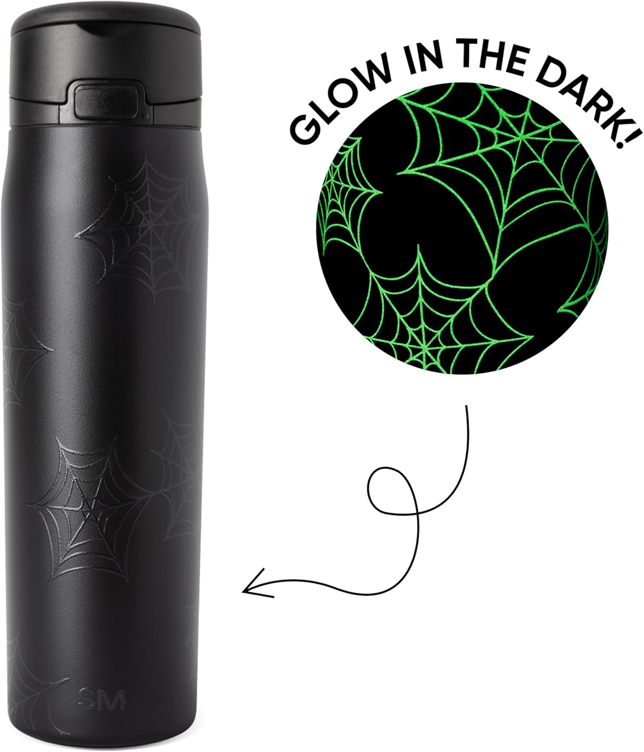 Simple Modern Halloween Mesa Loop Water Bottle with Straw | 24oz Cup Holder Friendly Insulated Stainless Steel Bottles for Travel, Sports and School | Spiderwebs - Image 2