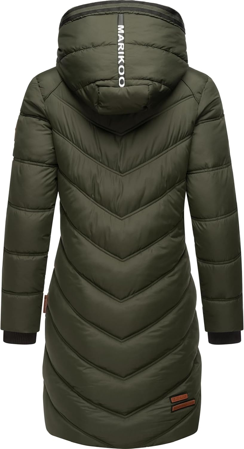 Marikoo Women's Winter Coat with Hood - Quilted Long Puffer Jacket - Thigh-Length - Armasa XS-XXL - Image 8