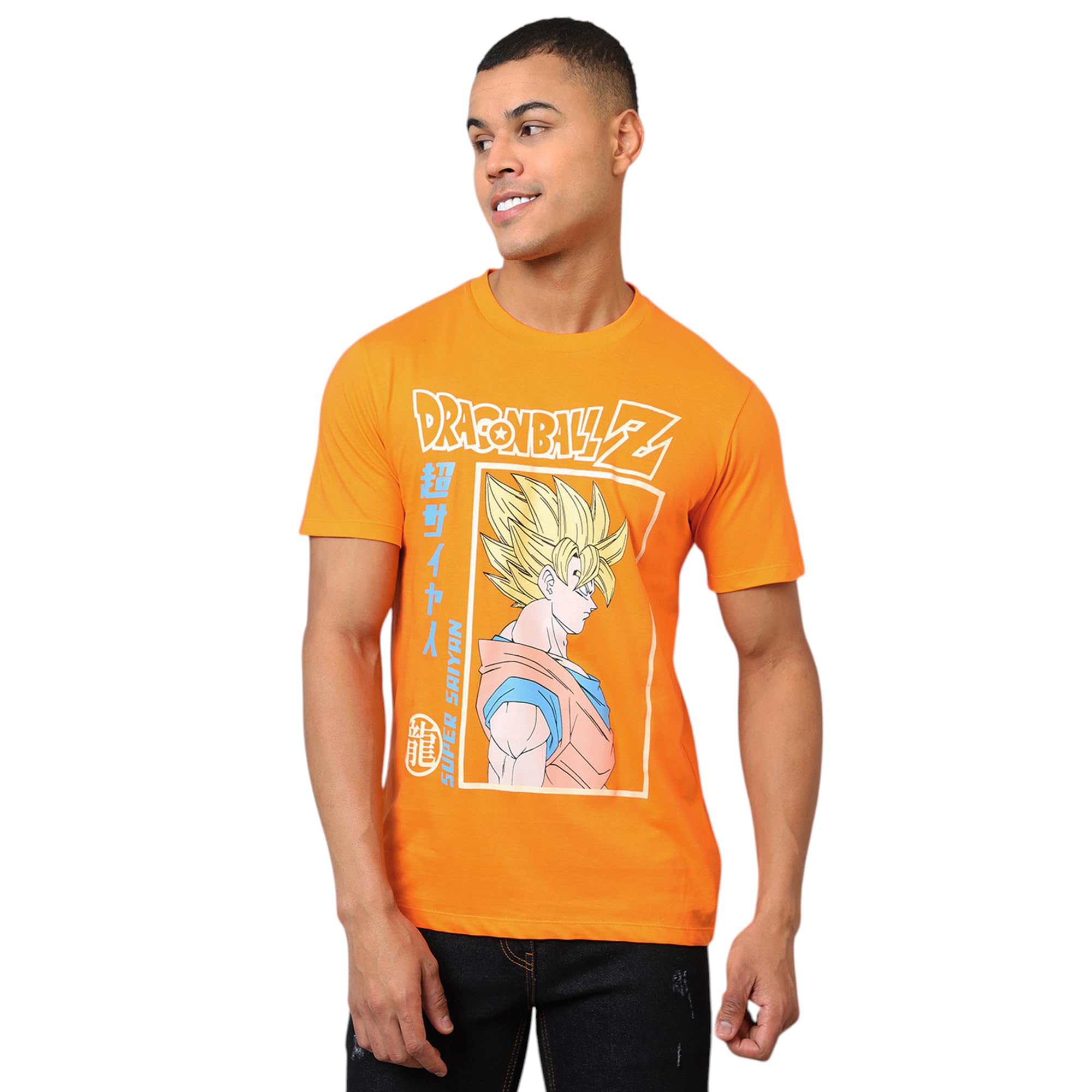 Free Authority Official Dragon Ball Z: Goku Anime Graphic Print Pure Cotton Regular Fit Tshirt for Men