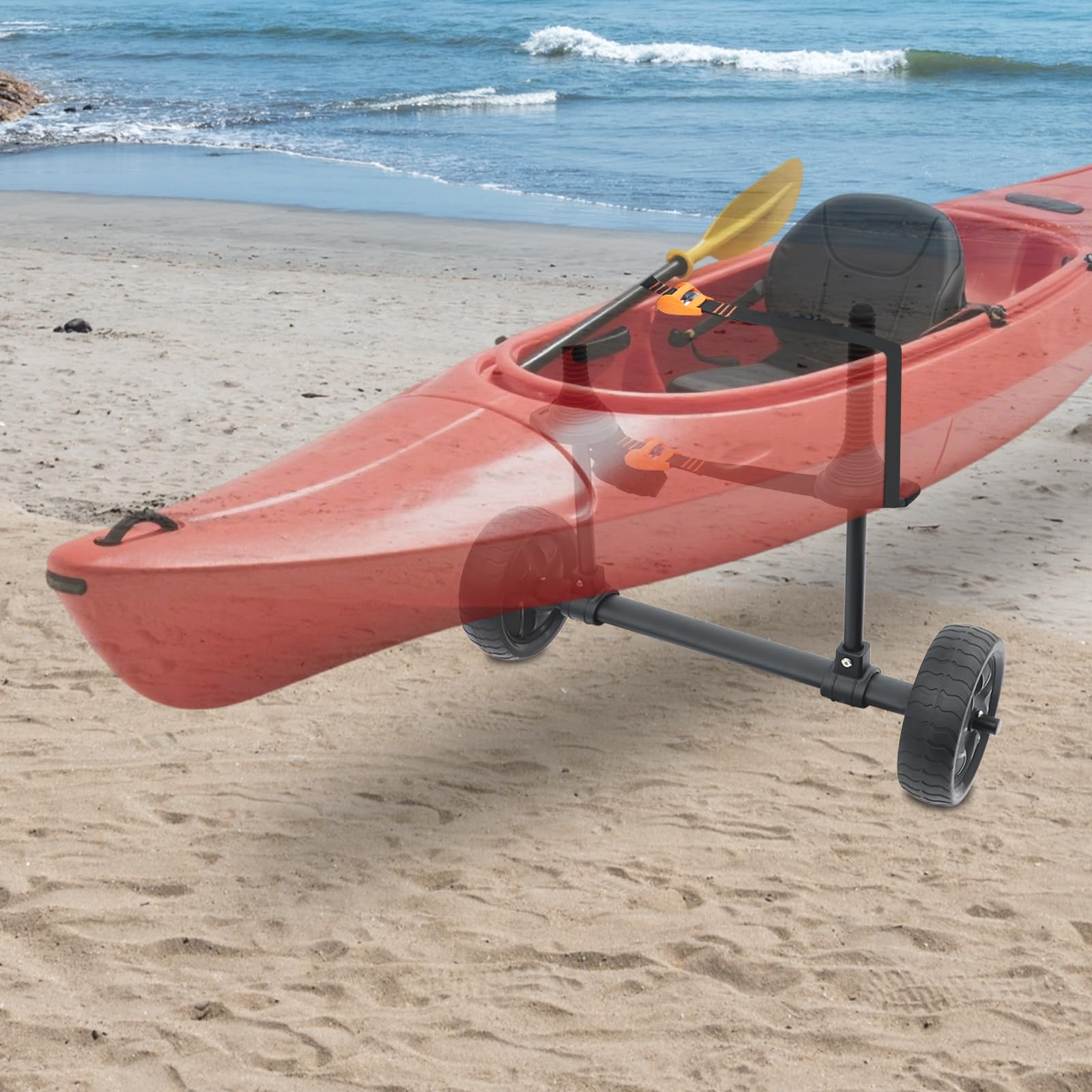 Kajakwagen bis 45kg, Surfwagen Kanuwagen Bootswagen Transportwagen Einstellbare Breite 6-28cm für Kajaks, Kanus und Paddleboards, Rad Durchmesser 20cm
