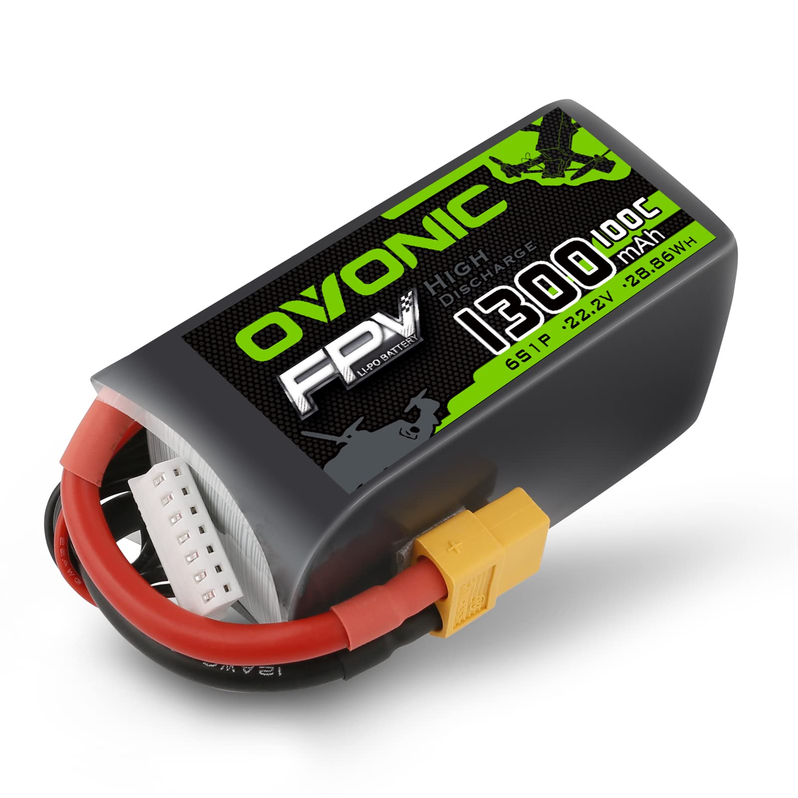 OVONIC Batteria Lipo 6s 1300mAh 100C 22,2V con Connettore XT60 per RC Airplane RC Heli FPV Quadcopter Racing RC Quadcopter Drone DIY Hobby