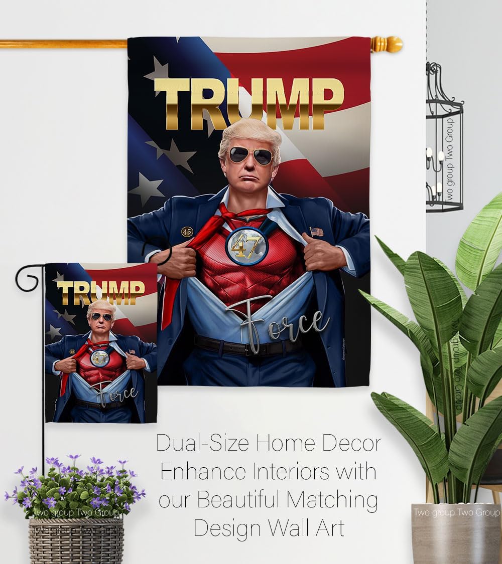 47th President Force Trump Won Flag Tapestry Wall Hanging Decor for Home Porch MAGA Poster Outdoor Decorations Making America Great Again Patio Door Banner Republican Gifts Made in USA