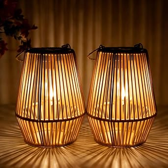 2er Pack Rattan Solarleuchten IP65