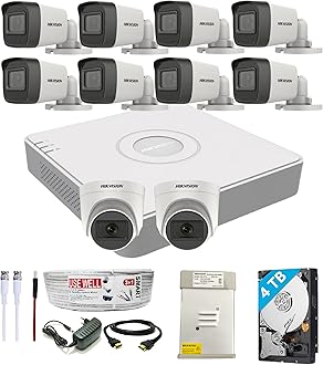 HIKVISION 16 Channel DVR with 5 MP 8 Bullet & 2 Dome Cameras with Audio Recording + 4 TB HDD + (3+1) Cable roll + 16 CH Power Supply + USEWELL BNC & DC Full Combo Kit