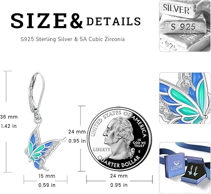 Black Cat/Turtle/Moonstone//Turquoise/Flower/Tree of Life Earrings Sterling Silver Cute Animal Leverback Dangle Earrings Jewelry Gifts