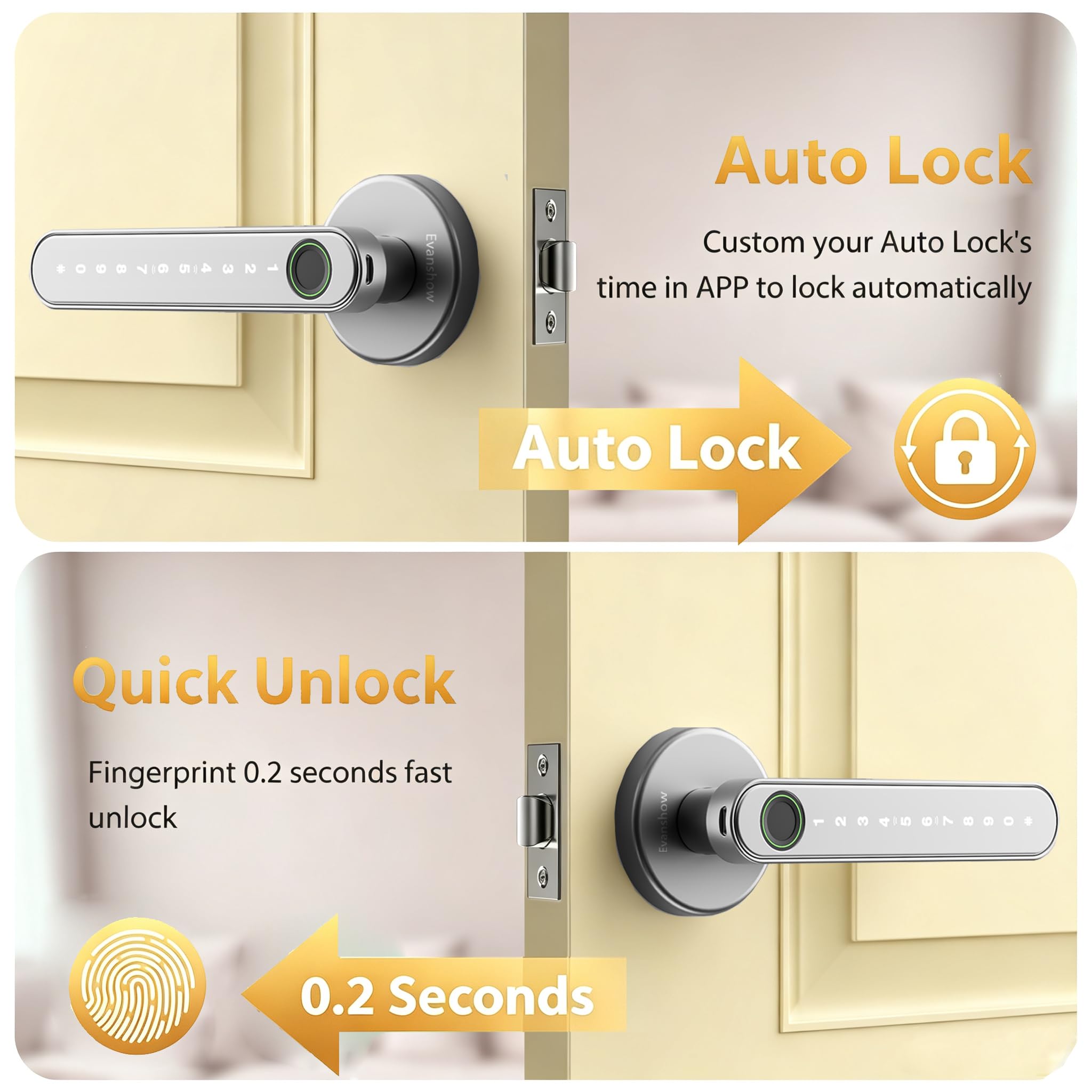 Smart Fingerabdruck-Türschloss, schlüsselloses Türschloss für Haustür