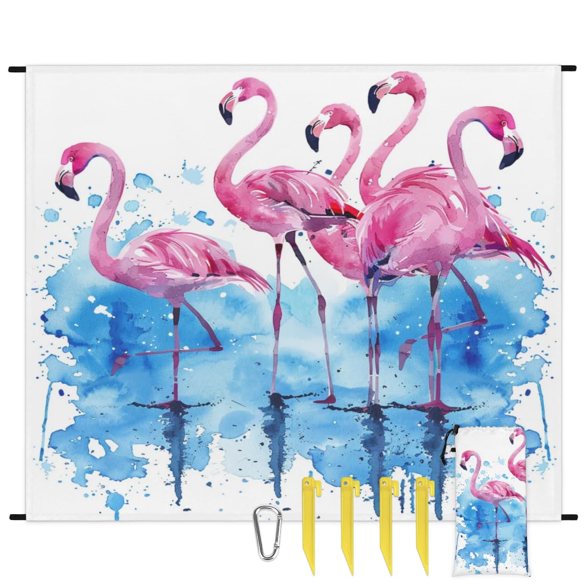 YPPAHHHH Dancing Flamingos Beach Blanket Waterproof Sandproof Funny Bird Extra Large Beach Mat Sand Free Quick Drying Lightweight Durable Outdoor Picnic Blanket for Travel, Camping, Hiking