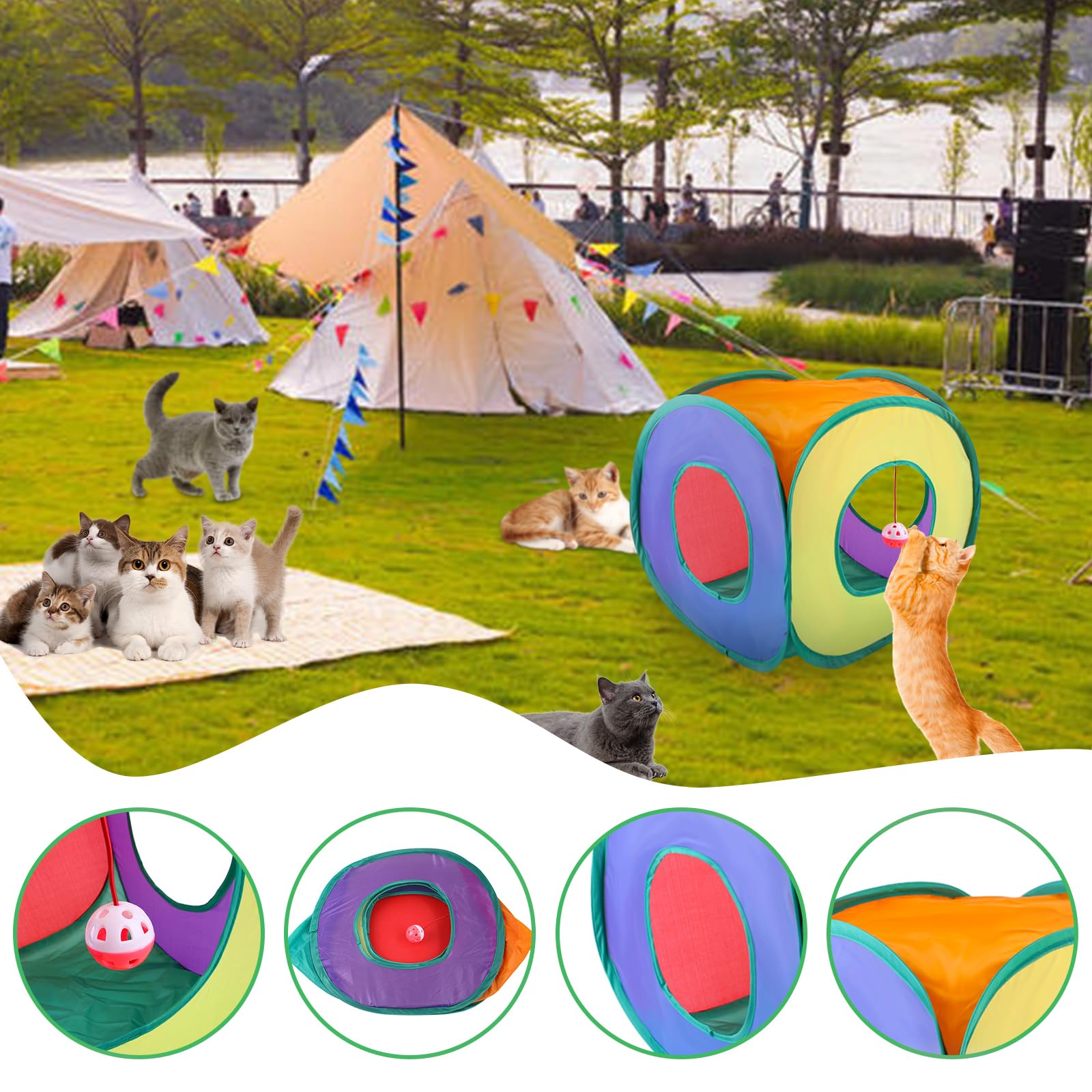 Juguetes para Gatos,38pcs Juguete Interactivo para Gato,Juguetes Gatos con Túnel para Gatos,Ratones,Varita de Plumas,Peces,Bolas y Campanas