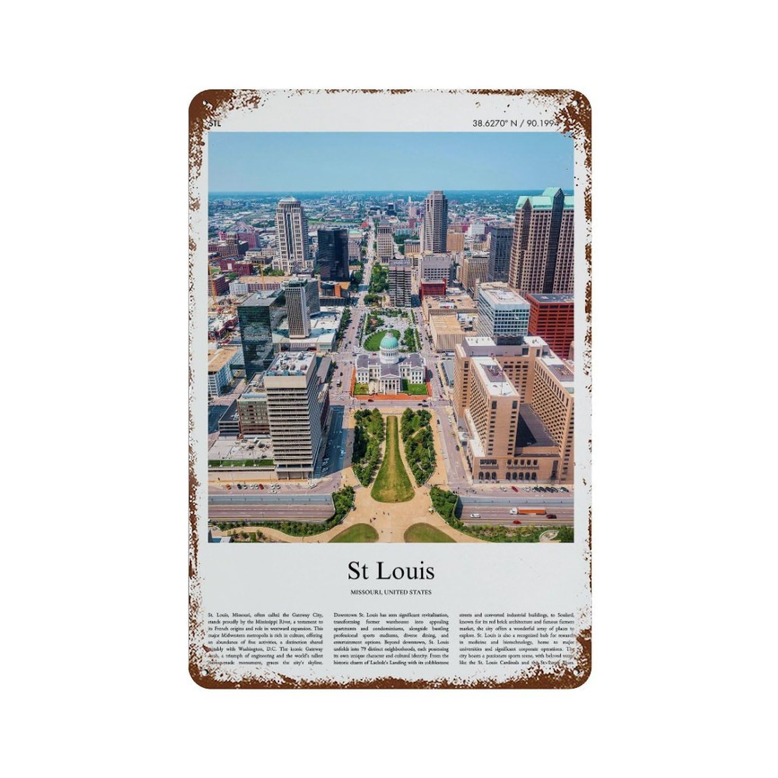 xiaoxiaoshen St Louis Missouri, United States, USA City Scenery Wall Decor Art Metal Tin Poster Modern Home Decor Art Home Bar Shop Decorations Vintage Sign 30x20cm