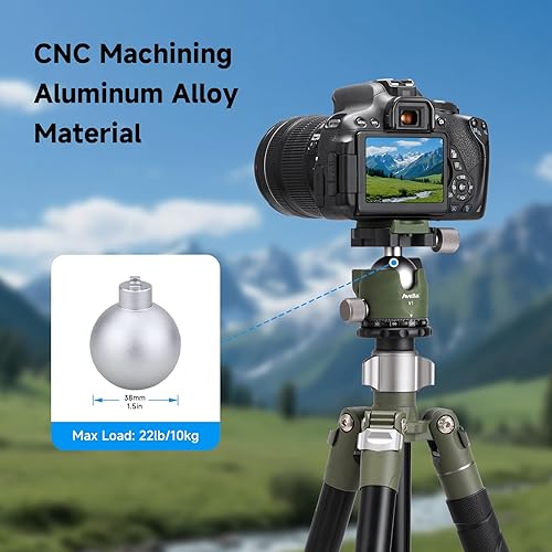 Miniatura 7 de AVELLA V1 - Trípode de cámara DSLR con cabezal de bola de 38MM, giro de 360 grados, diseño de ranura en U, para cámaras Canon Nikon Sony Olympus
