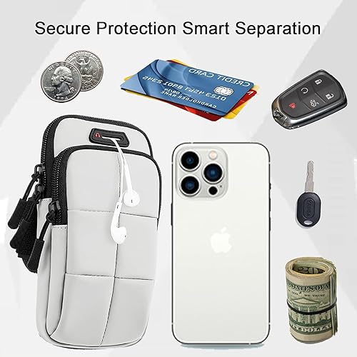 Miniatura 4 de Soporte para teléfono, bandas de brazo para entrenamiento, uso para correr, caminar, senderismo y ciclismo (blanco grisáceo)