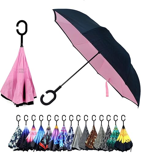 Paraguas invertido a prueba de viento para hombres y mujeres, apertura y cierre automáticos